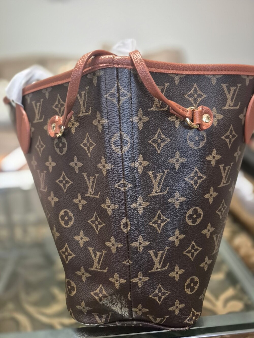 Designer Inspired Monogram Canvas Tote - Picture 13 of 14